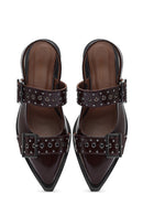 Women's Claret Red Open Back Buckled Patent Leather Ballerinas | Derimod