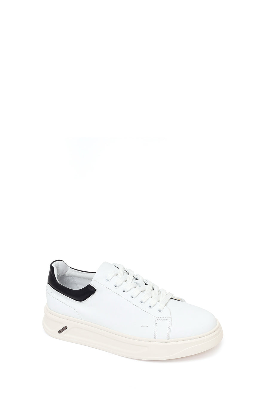 Erkek Beyaz Bağcıklı Deri Sneaker