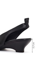 Women's Black Open-Back Heeled Leather Shoes | Derimod