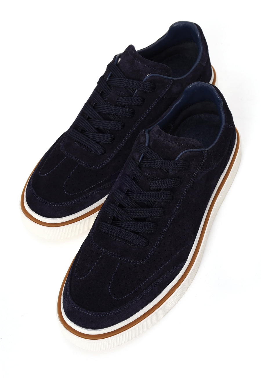 Erkek Lacivert Bağcıklı Süet Deri Sneaker