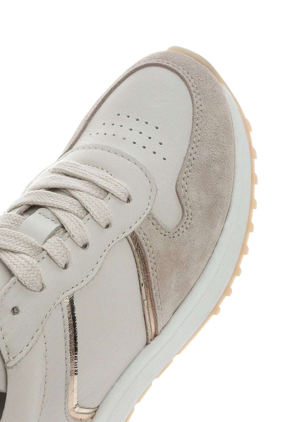 Kadın Bej Bağcıklı Deri Sneaker