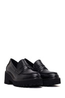 Kadın Siyah Kalın Topuklu Deri Maskülen Loafer | Derimod