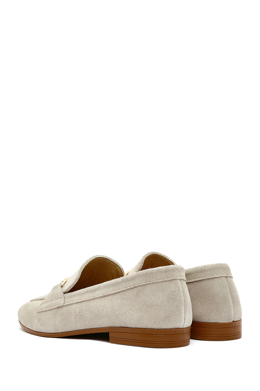 Women's Beige Suede Leather Masculine Loafer