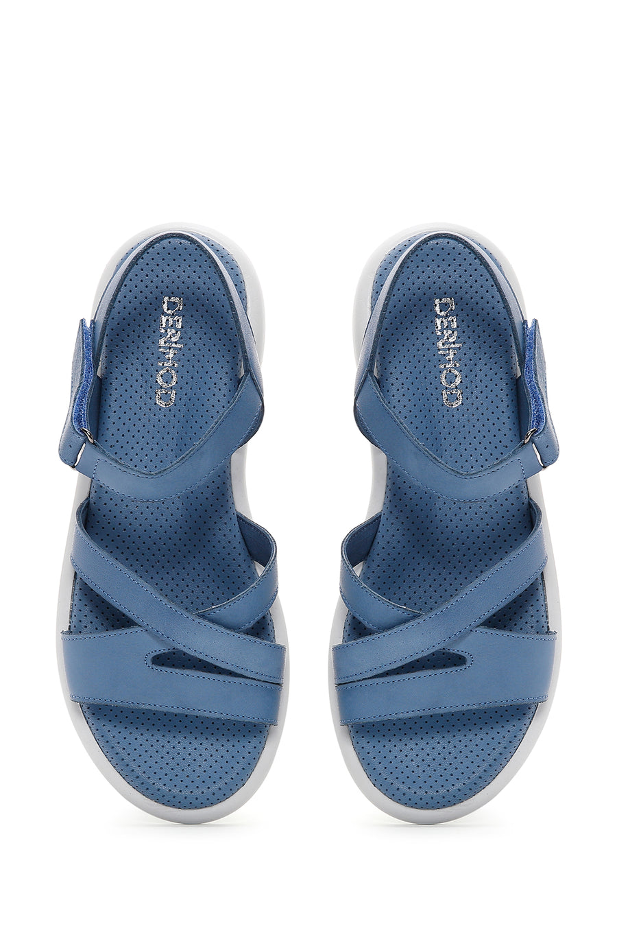 Kadın Mavi Deri Comfort Sandalet