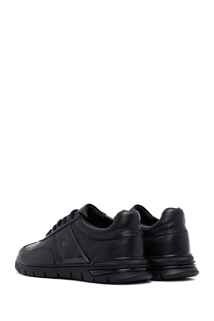 Erkek Siyah Bağcıklı Deri Casual Sneaker