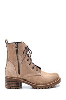 Women's Beige Suede Leather Boots | Derimod