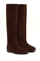 Women's Brown Suede Leather Boot | Derimod