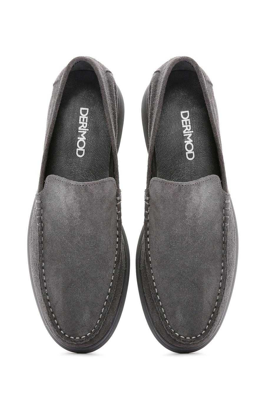Derimod Fly Men's Gray Suede Leather Loafer