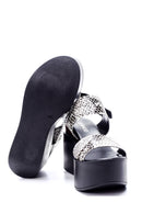 Women's Crocodile Detailed Wedge Heeled Sandals | Derimod