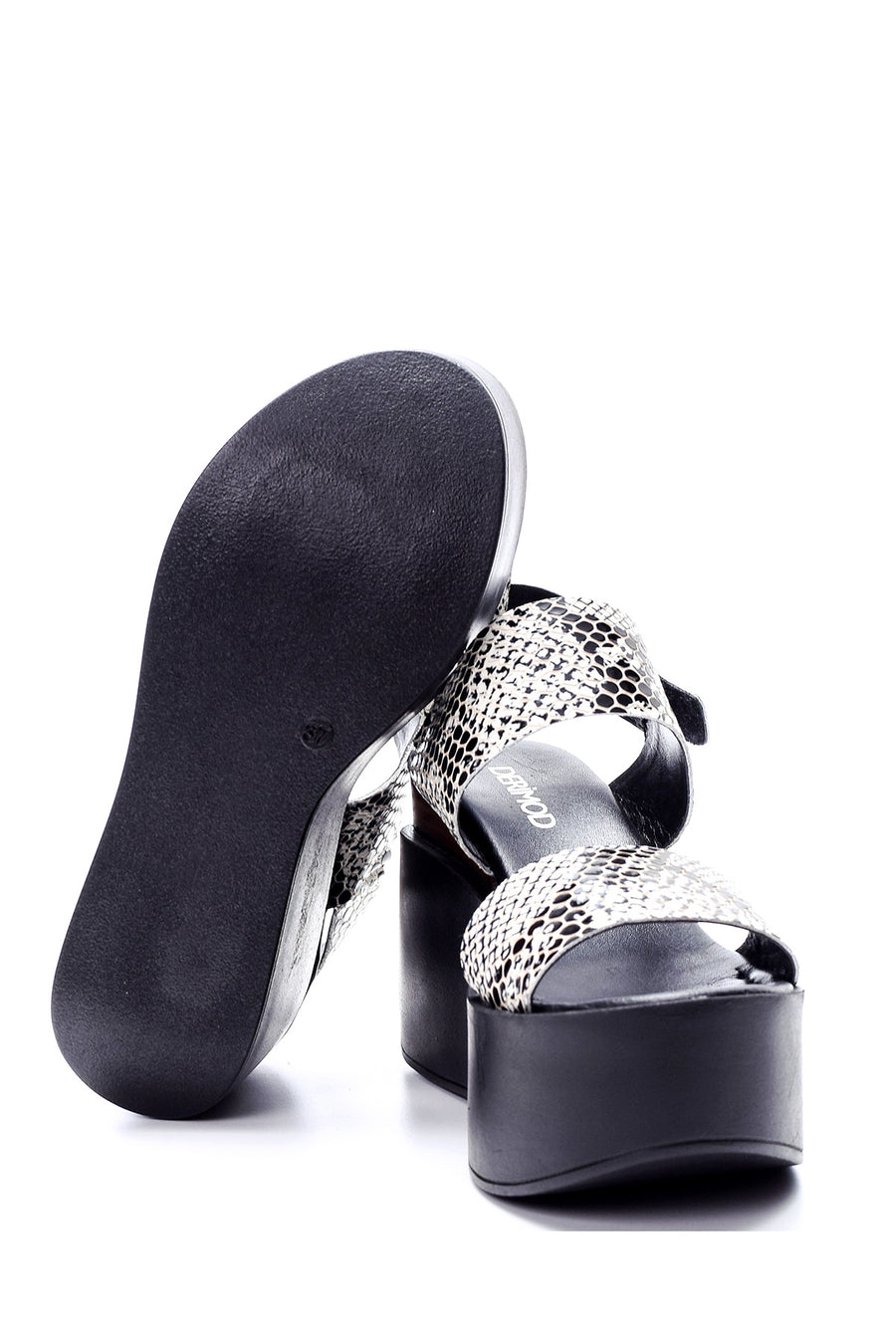 Women's Crocodile Detailed Wedge Heeled Sandals