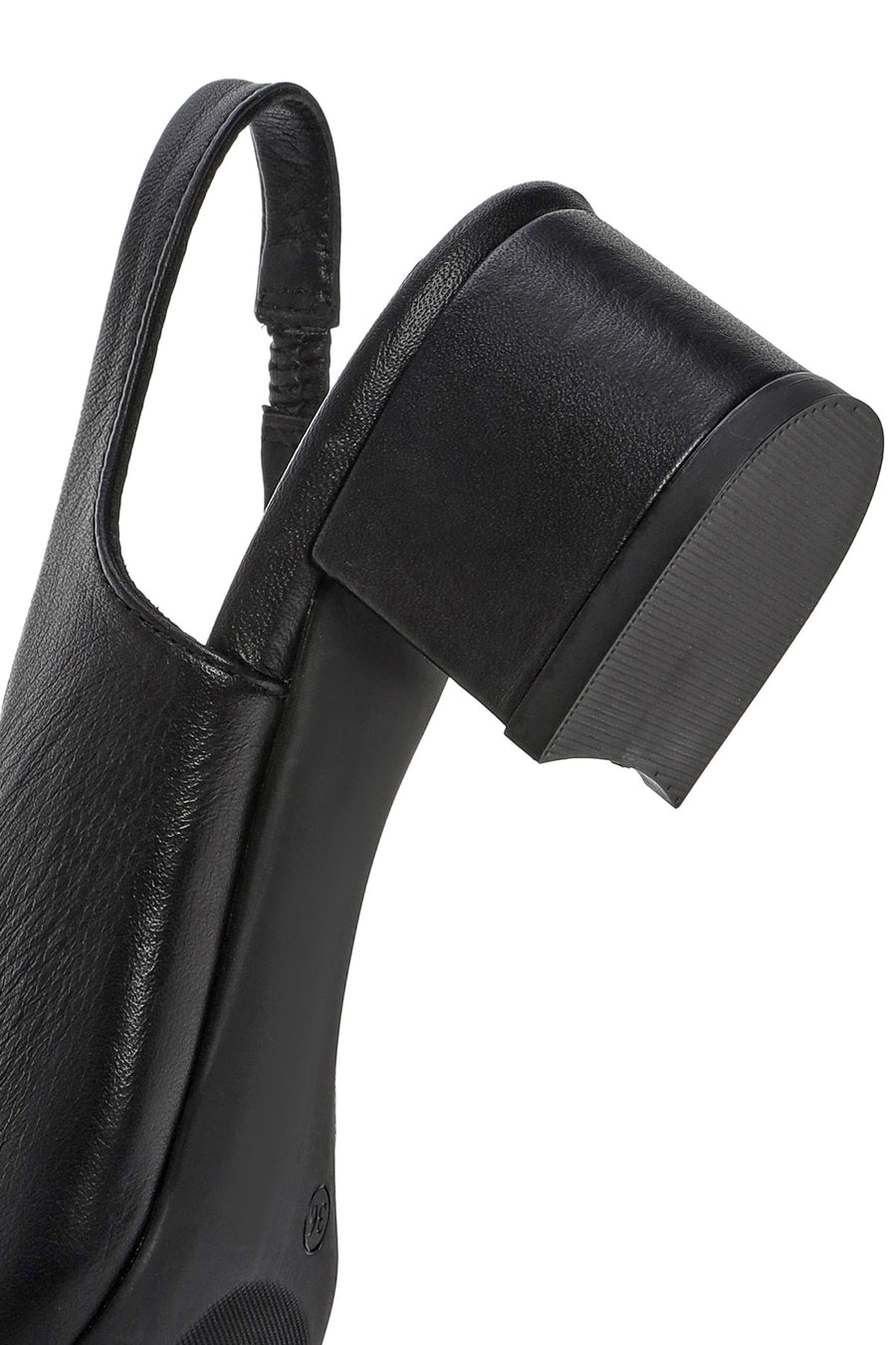 Derimod Flex Women's Black Open Back Thick Low Heel Leather Shoes