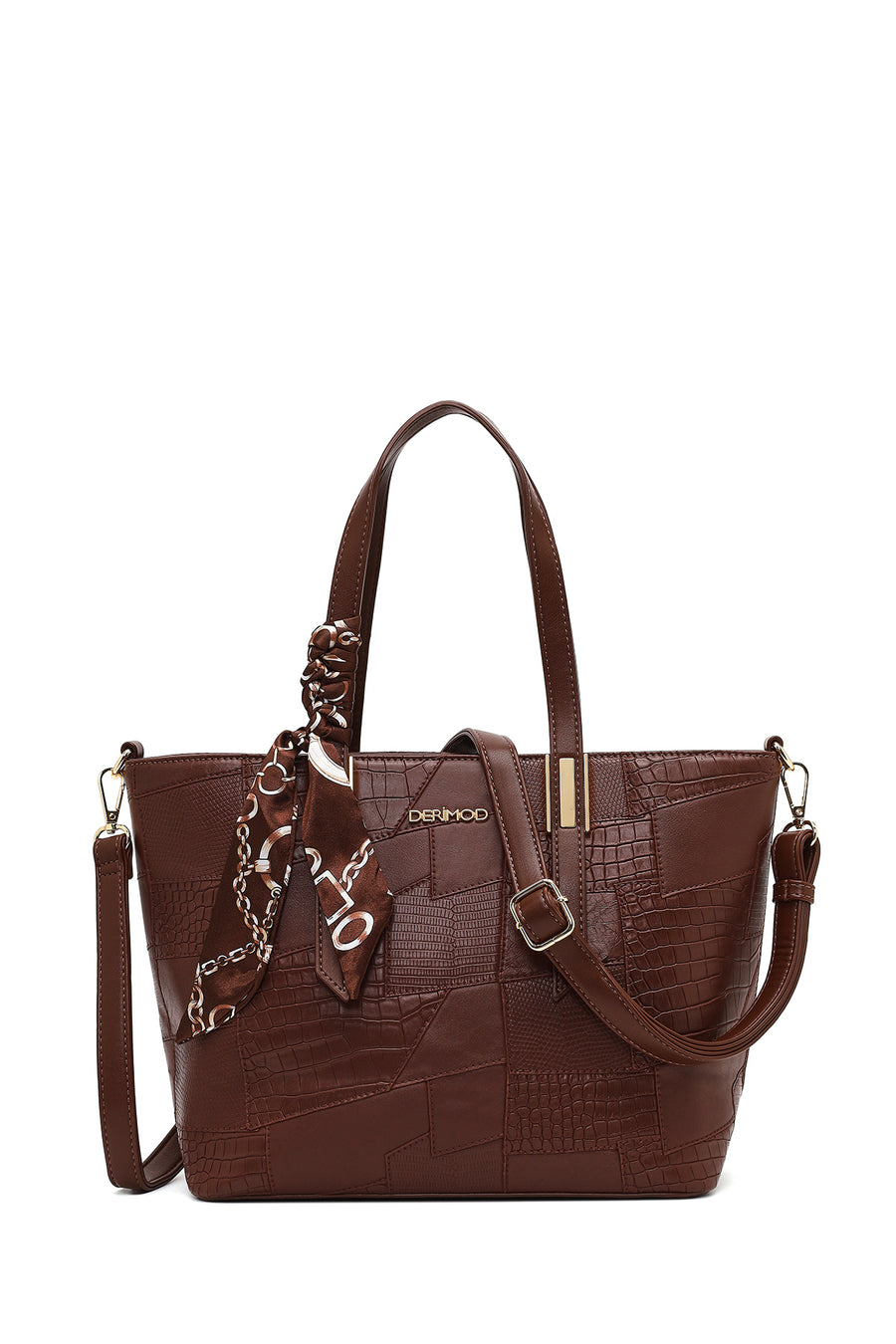 Woman Brown Long-Strap Printed Shoulder Bag WB150021SK | Derimod