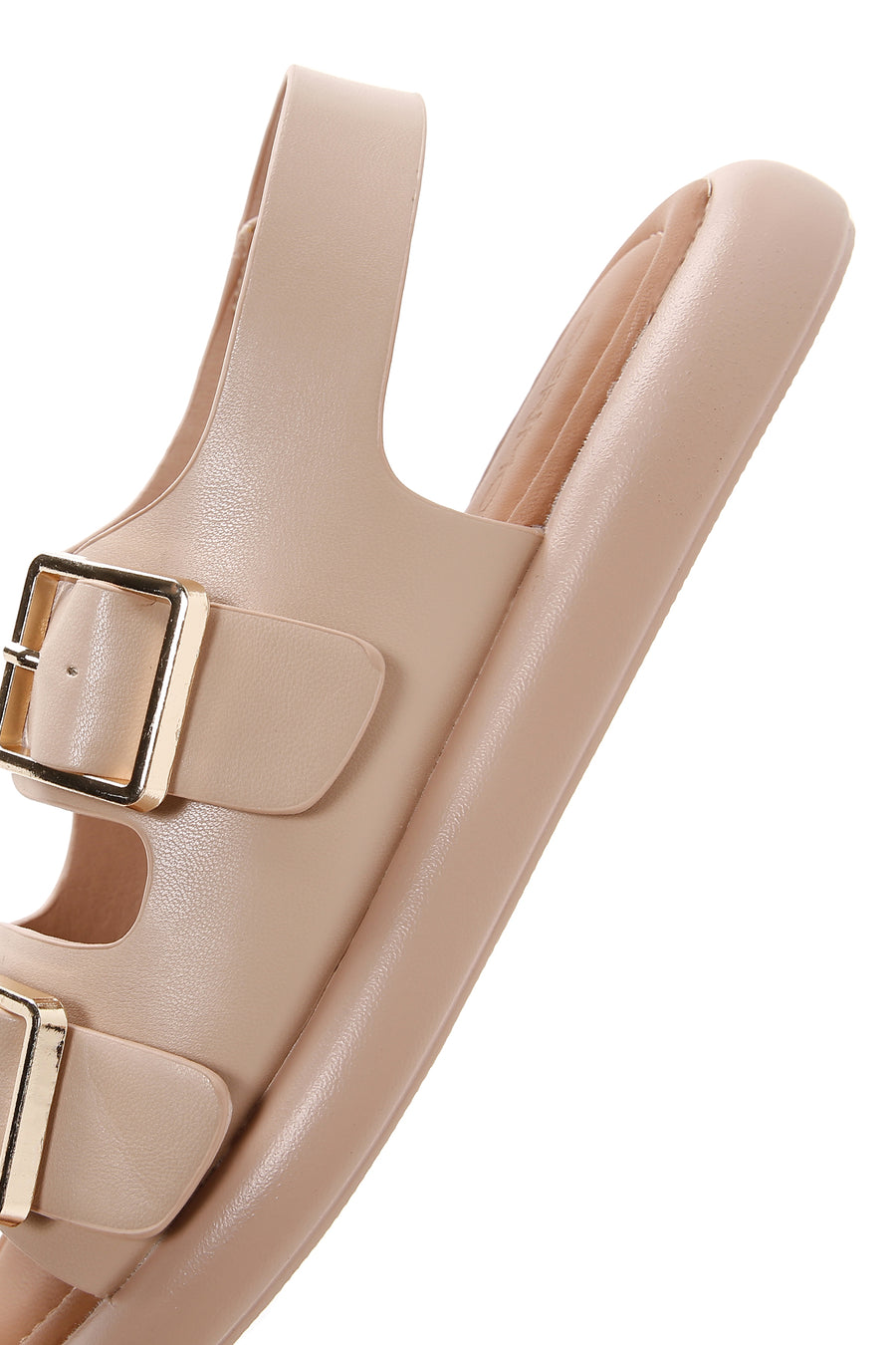 Women's Beige Double Buckle Comfort Sandals