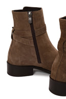 Woman Mink Zip Closure Suede Boots | Derimod