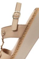 Women's Cream Ankle Buckle Thick Soled Leather Comfort Sandals | Derimod