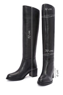 Women's Black Thick Heel Leather Boots | Derimod