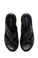 Women's Black Leather Comfort Slippers | Derimod