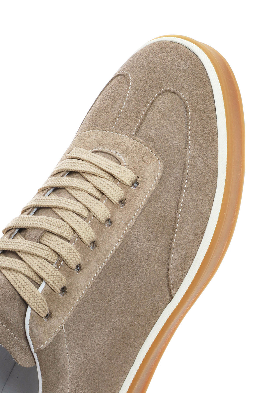 Erkek Bej Bağcıklı Süet Deri Sneaker
