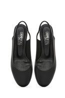 Derimod Flex Women's Black Open Back Thick Low Heel Leather Shoes | Derimod