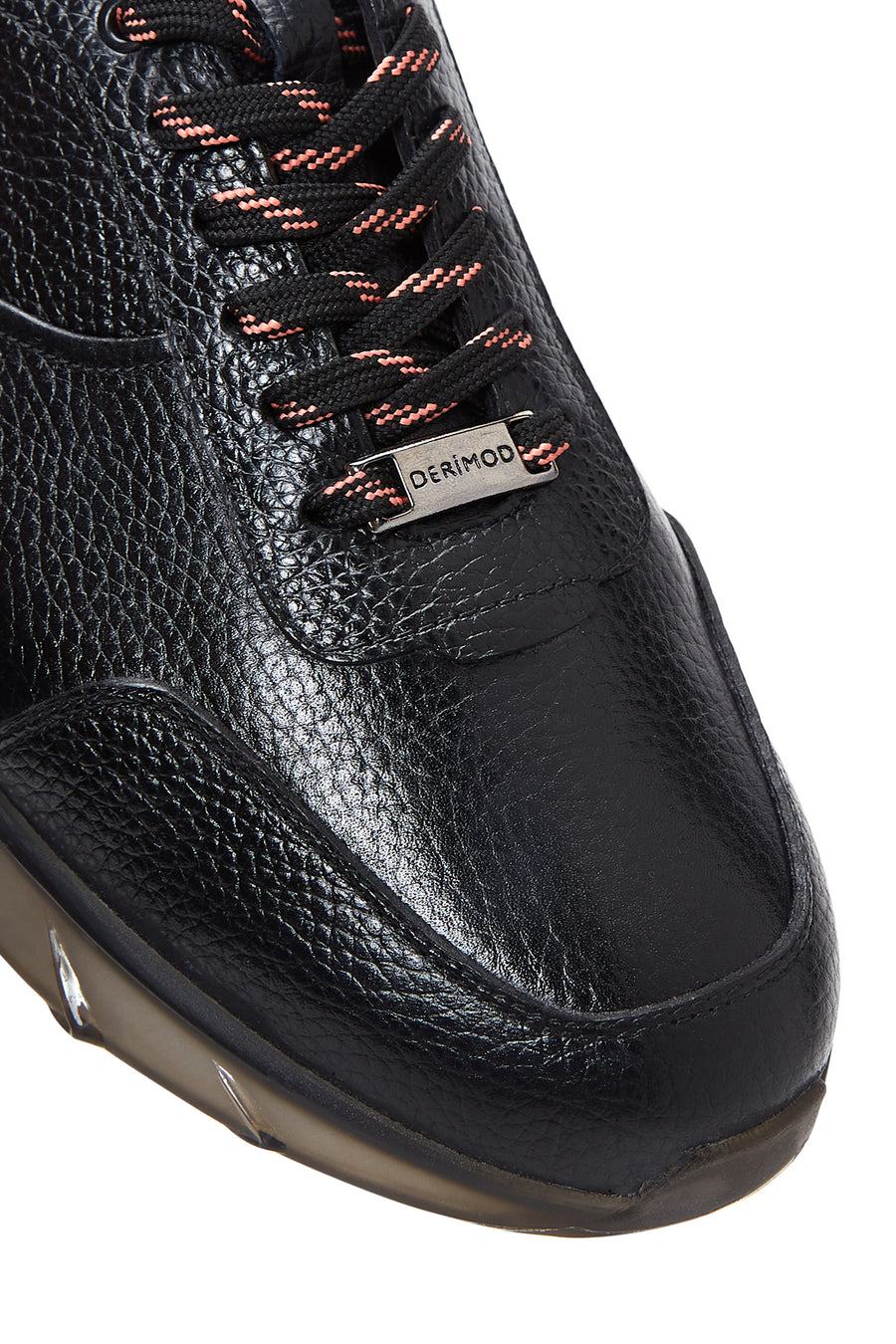 Erkek Siyah Bağcıklı Deri Sneaker
