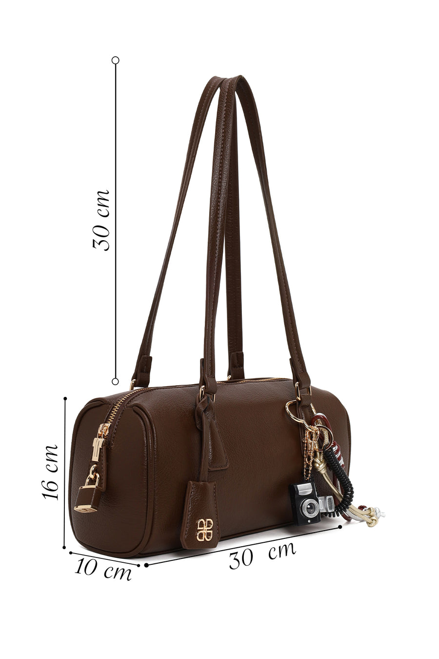 Woman Brown Charmed Shoulder Bag