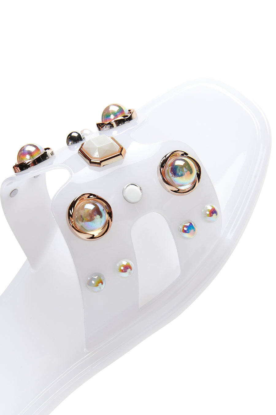 Women's White Jelly Stone Slippers