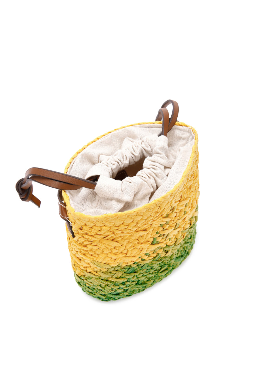 Women's Yellow Green Long Strap Straw Crossbody Bag