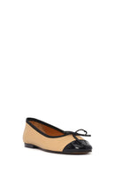 Women's Beige Leather Ballerinas | Derimod