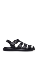 Woman Black Buckled Leather Sandals | Derimod