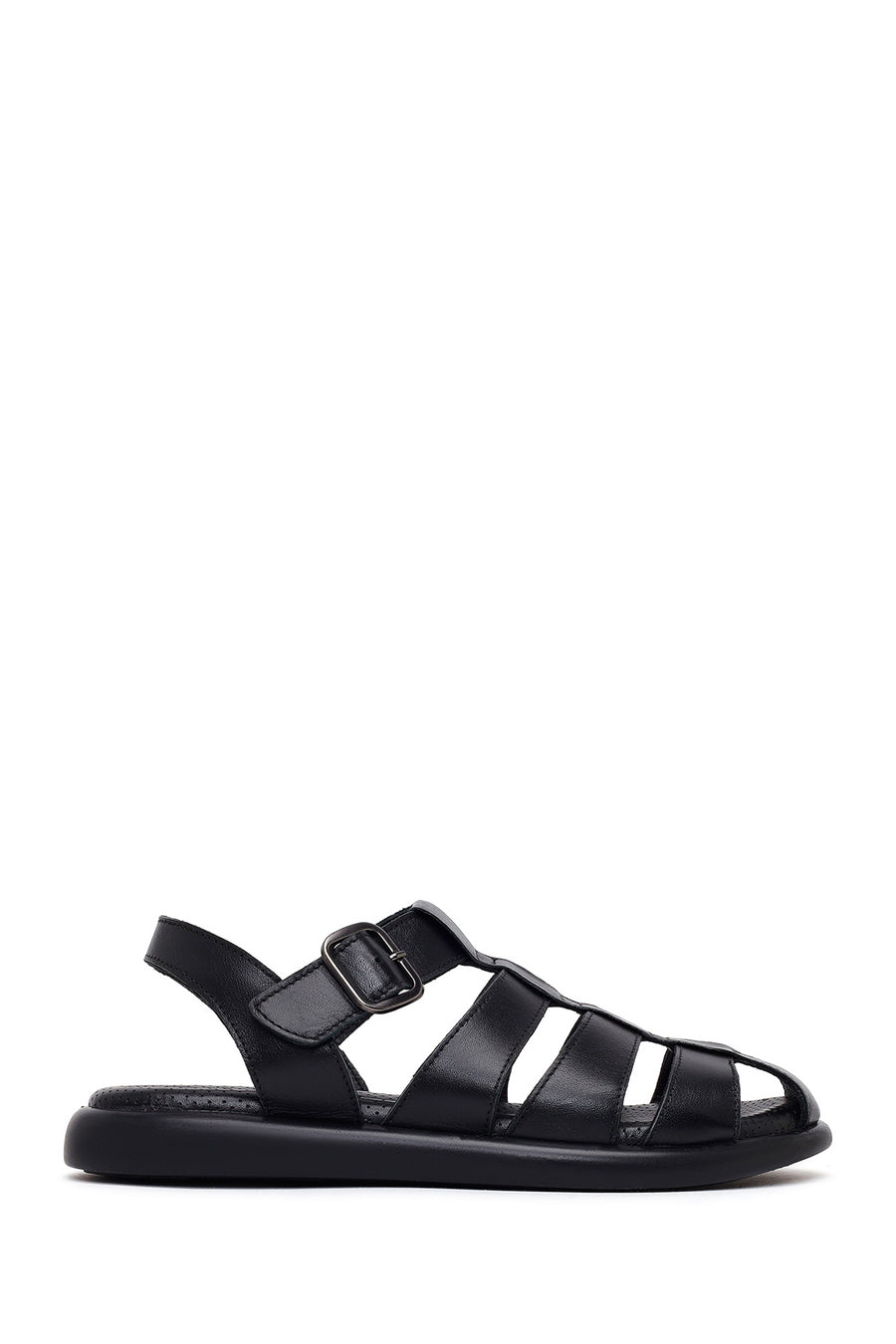 Woman Black Buckled Leather Sandals 26SFD361818 | Derimod
