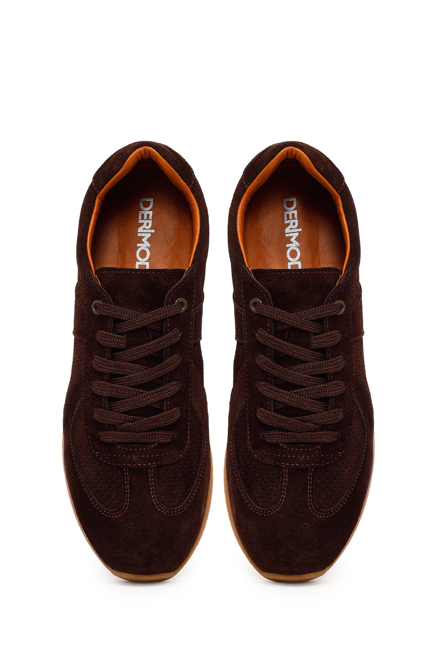 Erkek Kahverengi Bağcıklı Süet Deri Sneaker
