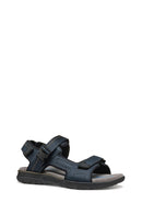 Geox Men's Navy Blue U Spherica Ec5 B- Nbk Synt.Le Double Strap Fabric Sandals | Derimod