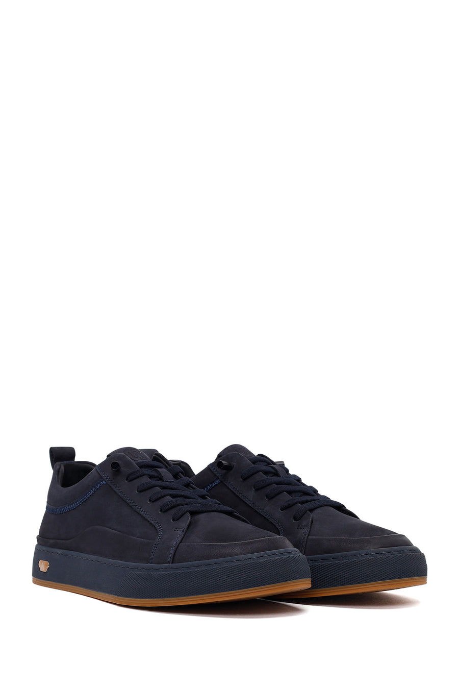 Male Navy Lace-up Nubuck Leather Sneaker