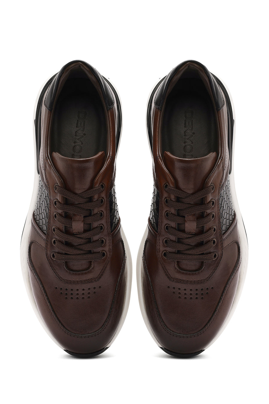 Erkek Taba Bağcıklı Deri Casual Sneaker