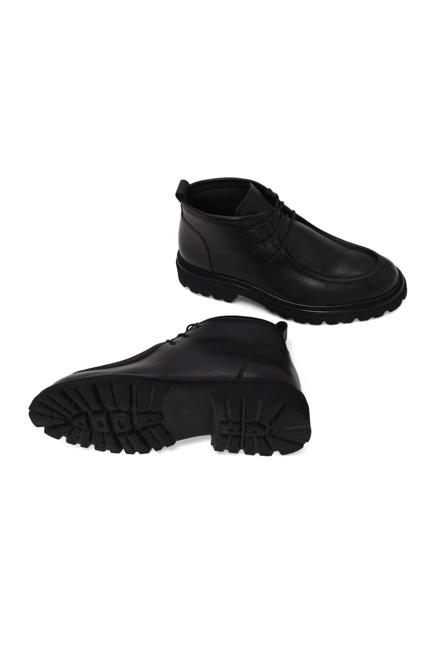 Male Black Lace-up Leather Casual Boots