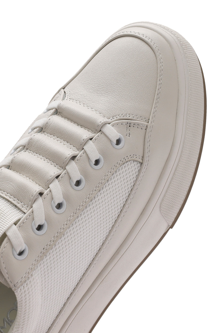 Erkek Beyaz Bağcıklı Deri Sneaker