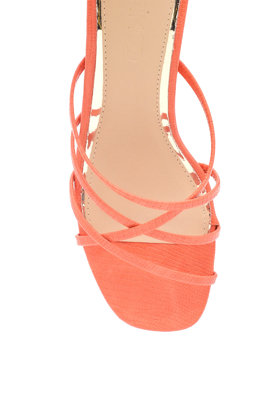 Women's Orange Printed Heeled Slippers