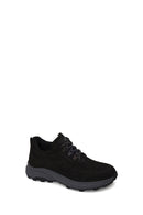 Male Black Lace-Up Thick-Soled Nubuck Leather Casual Sneaker | Derimod