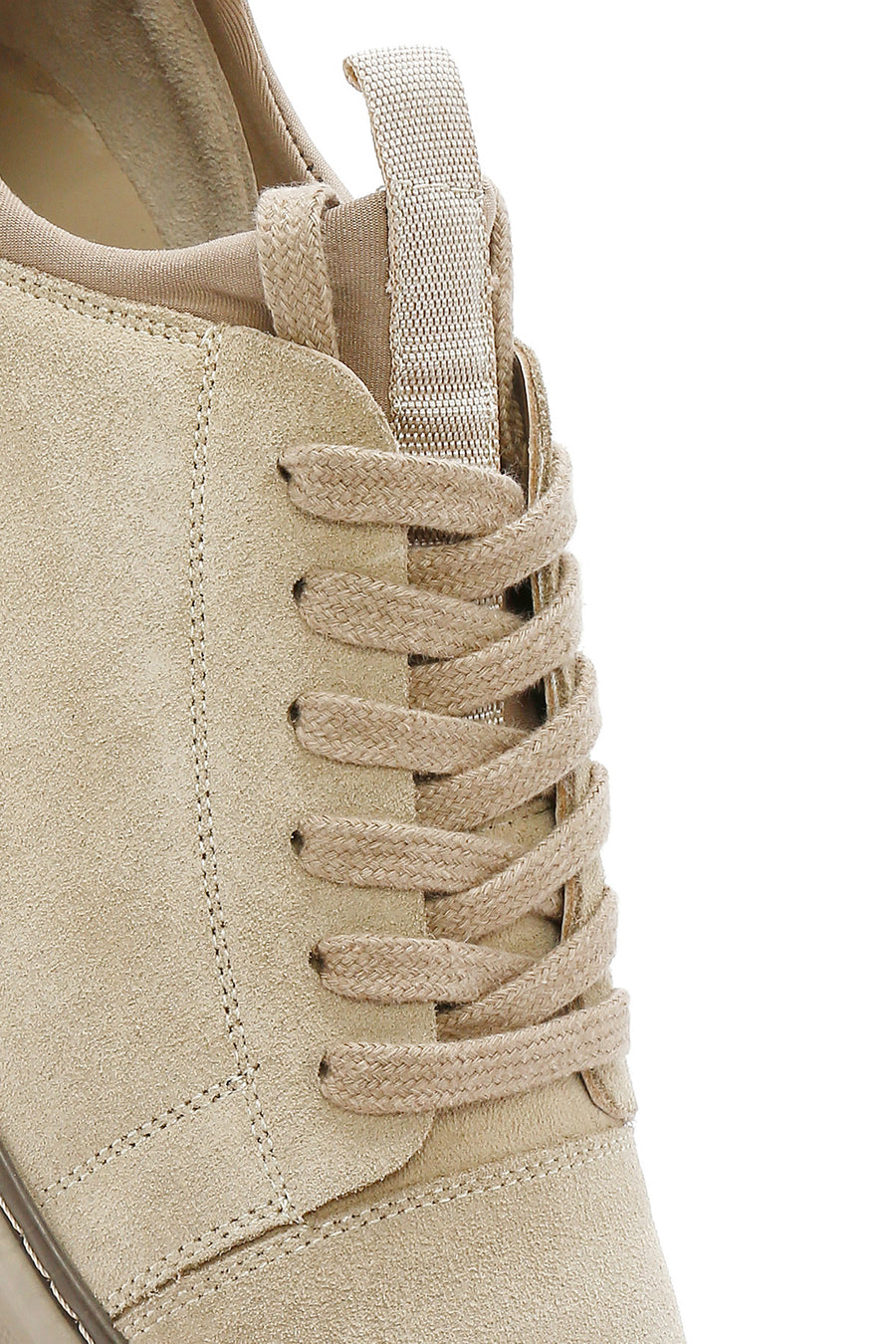 Erkek Bej Bağcıklı Süet Deri Sneaker