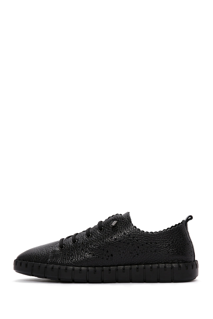 Woman Black Lace-up Patterned Leather Comfort Shoes