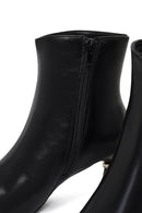 Women's Black Zippered Stone Detailed Heeled Boot | Derimod