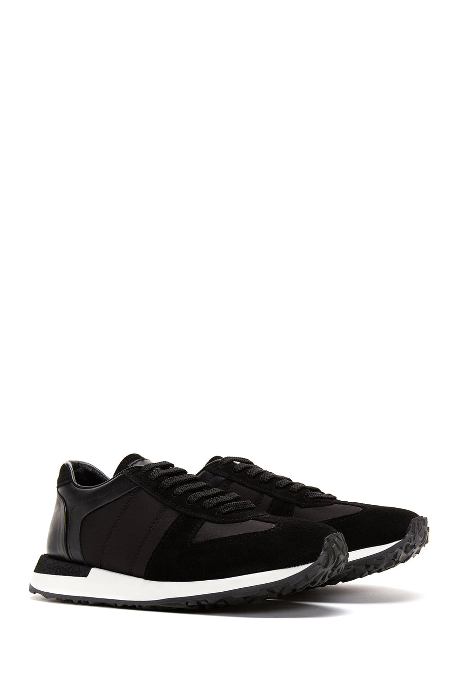 Erkek Siyah Süet Detaylı Sneaker