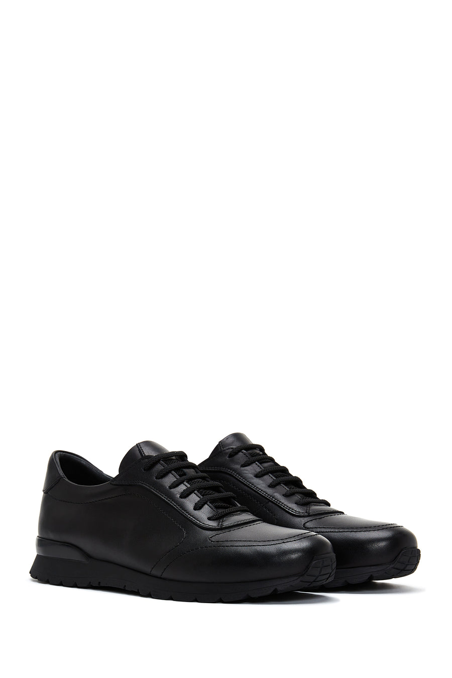 Men's Black Leather Casual Sneaker