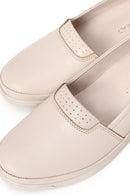 Kadın Krem Dolgu Topuklu Deri Konfor Loafer | Derimod