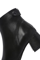 Women's Black Zipper Heeled Leather Boots | Derimod