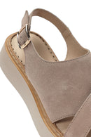 Women's Mink Ankle Buckle Thick Soled Suede Leather Comfort Sandals | Derimod