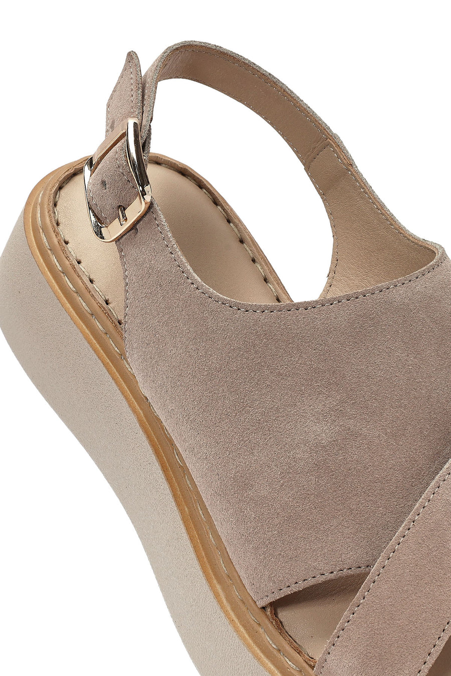 Women's Mink Ankle Buckle Thick Soled Suede Leather Comfort Sandals