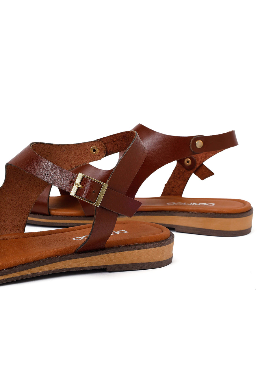 Women's Brown Buckle Leather Bodrum Sandals
