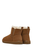 Woman Camel Suede Leather Teddy Boot | Derimod