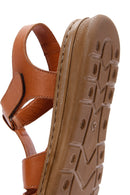 Women's Tan Leather Comfort Sandals | Derimod